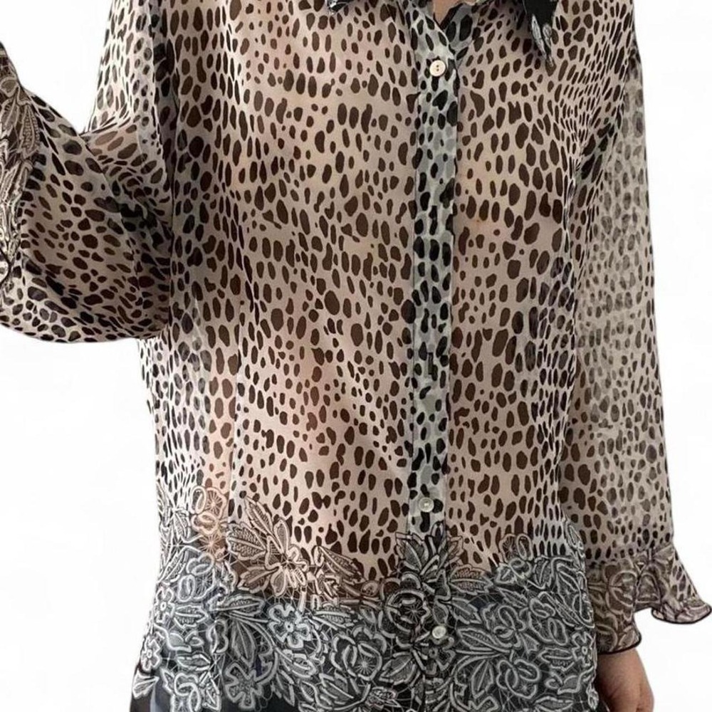 Vintage sheer blouse with natural shell buttons